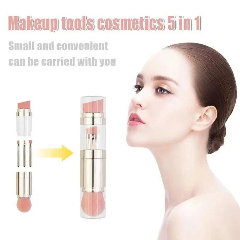Stevvex 4-in-1 makeup brush set with gold-pink handle foundation brows eyeliner blush concealer on Tampa Home & Garden Store