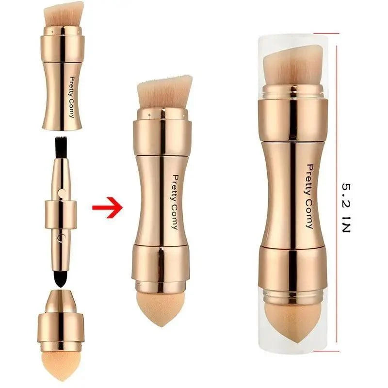 Stevvex 4-in-1 vintage gold makeup brush set for foundation brows eyeliner blush concealer on Tampa Home & Garden Store