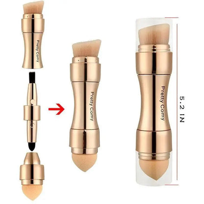 Stevvex 4-in-1 vintage gold makeup brush set for foundation brows eyeliner blush concealer on Tampa Home & Garden Store