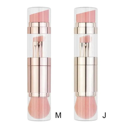 Stevvex 4-in-1 makeup brushes set with pink-gold handles in transparent tubes M, J on Tampa Home & Garden Store