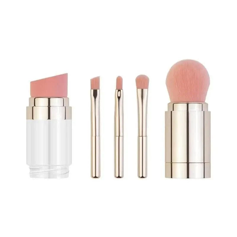 Stevvex 4-piece makeup brush set with gold handles for foundation, concealer and powder on Tampa Home & Garden Store