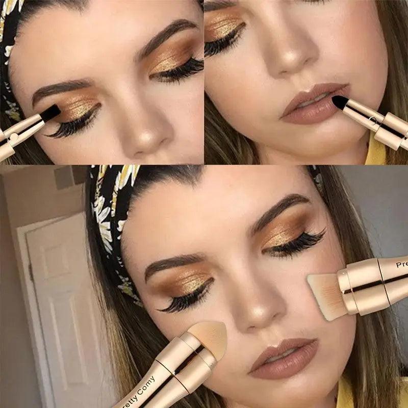 Stevvex 4-in-1 makeup brushes with gold-tone handles for foundation and concealer on Tampa Home & Garden Store