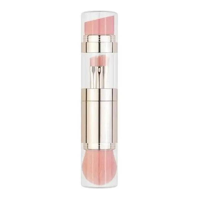 Stevvex 4-in-1 makeup brush set in clear case with pink bristles and gold handles on Tampa Home & Garden Store