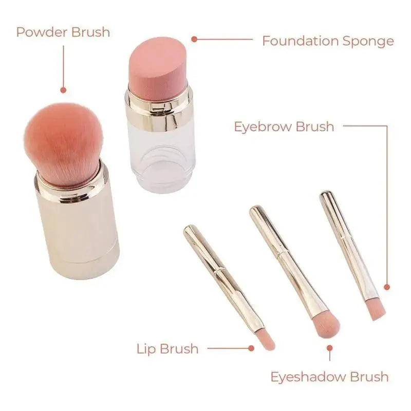 4-in-1 makeup brush set with foundation sponge and powder eyebrow lip eyeshadow brushes Stevvex on Tampa Home & Garden Store