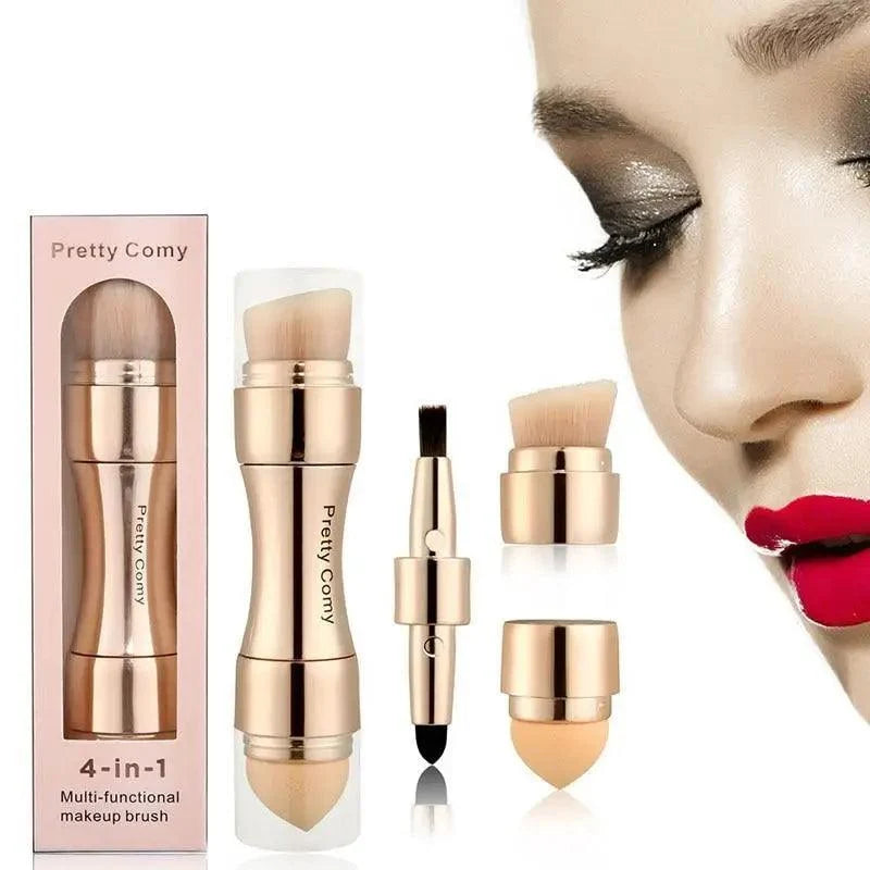 4-in-1 makeup brush set; rose-gold Stevvex for foundation, brows and concealer on Tampa Home & Garden Store