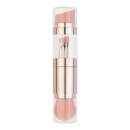 4-in-1 makeup brush set by Stevvex in rose gold casing with pink bristles on Tampa Home & Garden Store