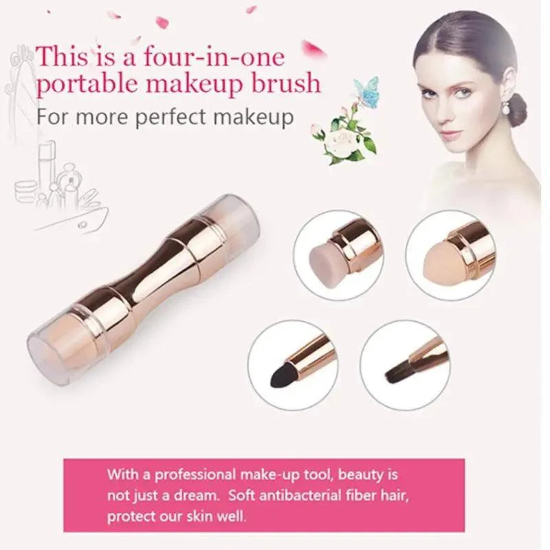 Stevvex four-in-one makeup brush set with rose-gold handle for foundation, concealer, blush on Tampa Home & Garden Store
