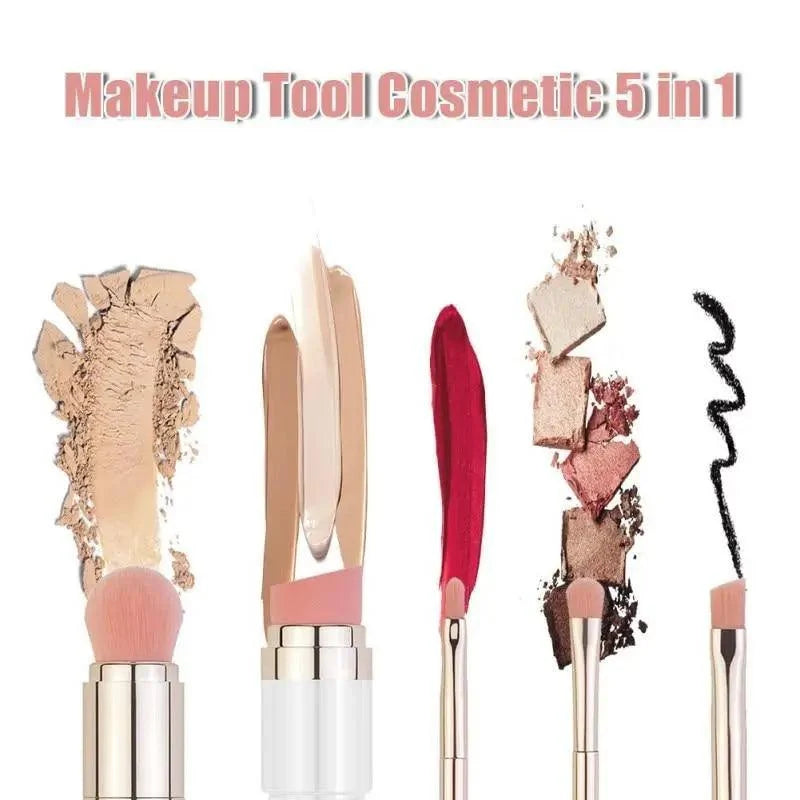 Stevvex 5-in-1 makeup brush set white handles foundation concealer powder shadow eyeliner on Tampa Home & Garden Store