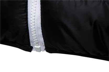 Black waterproof hooded winter jacket with white zipper for men on Tampa Home & Garden Store