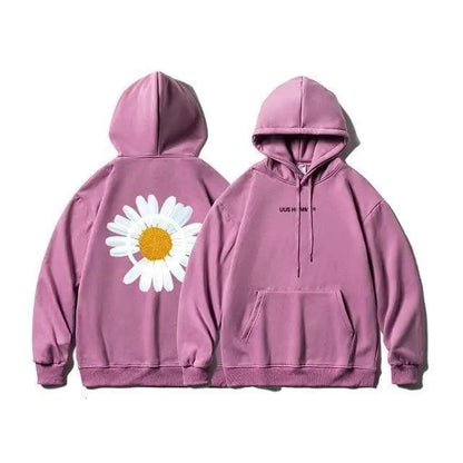 Hooded sweatshirt Stevvex pink with front pocket and sunflower back print, 2 hoodies on Tampa Home & Garden Store