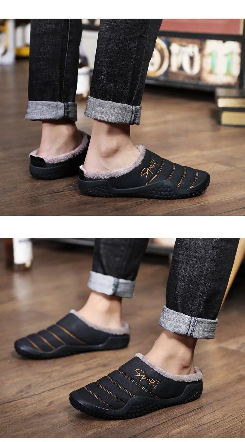 Men Winter Slippers Warm Memory Foam Indoor Shoes