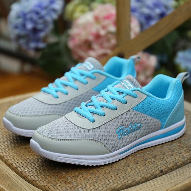 Stevvex women's sneakers turquoise mesh upper with breathable non-slip sole pair on Tampa Home & Garden Store