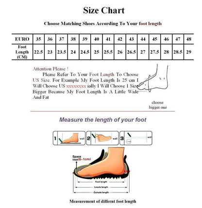 Size chart for Stevvex sneakers: foot-length guide with EU sizes 35–48 and diagrams on Tampa Home & Garden Store
