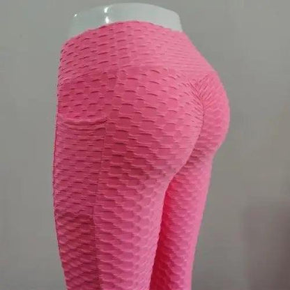 Women's leggings Stevvex pink honeycomb high-waist pocket push-up gym pants on Tampa Home & Garden Store