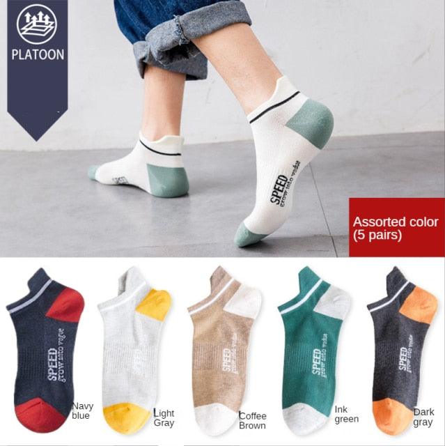Stevvex women mesh short invisible ankle socks 5-pair assorted colors with teal heel shown on model on Tampa Home & Garden Store