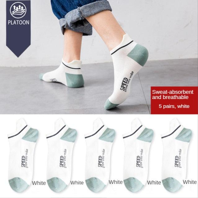 Stevvex white mesh ankle socks mint toe/heel, 5-pair pack short breathable socks on Tampa Home & Garden Store