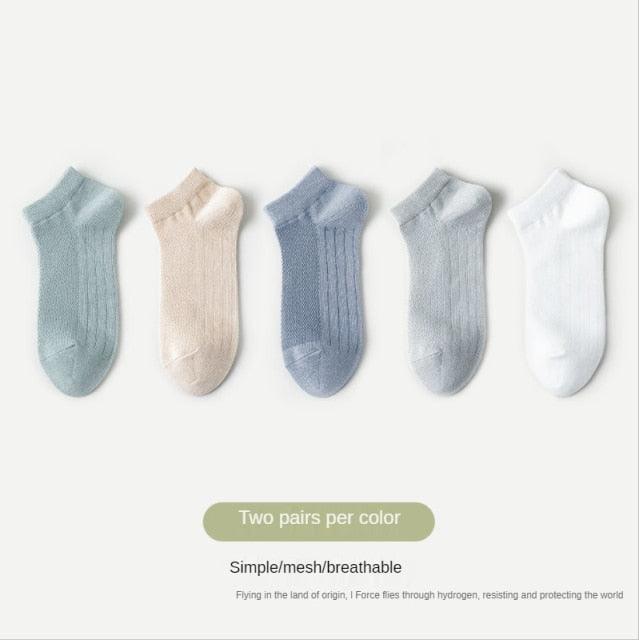 Stevvex New Women Mesh Short Socks Invisible Ankle Socks Pack, 5-pair 5-color set on Tampa Home & Garden Store