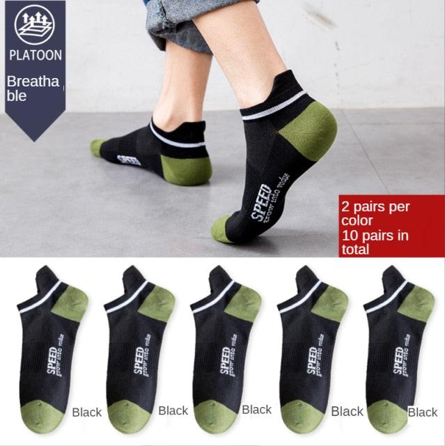 Stevvex women mesh ankle socks black with olive toe and heel, breathable set of 10 pairs on Tampa Home & Garden Store
