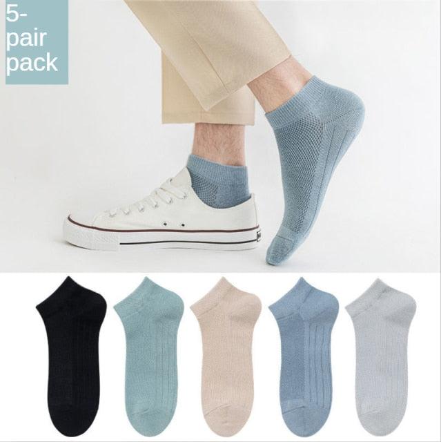 Women mesh short invisible ankle socks Stevvex 5-pair pack in black teal beige blue gray on Tampa Home & Garden Store