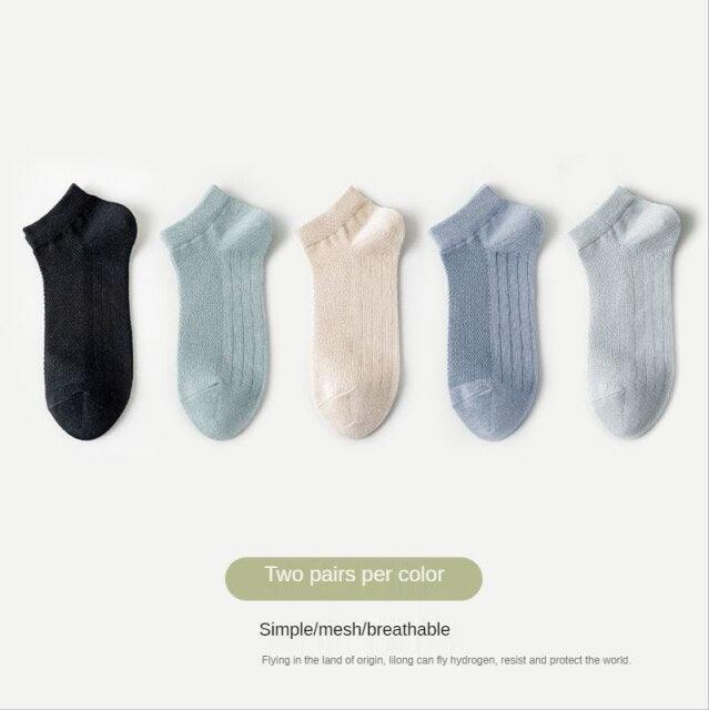 Stevvex women mesh ankle socks set, 5-color breathable invisible short socks on Tampa Home & Garden Store