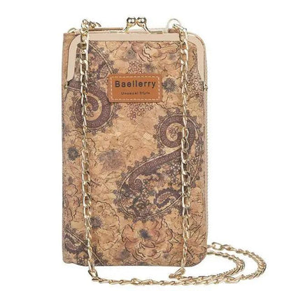 Stevvex crossbody bag tan PU leather with gold chain strap and Baellerry label on Tampa Home & Garden Store