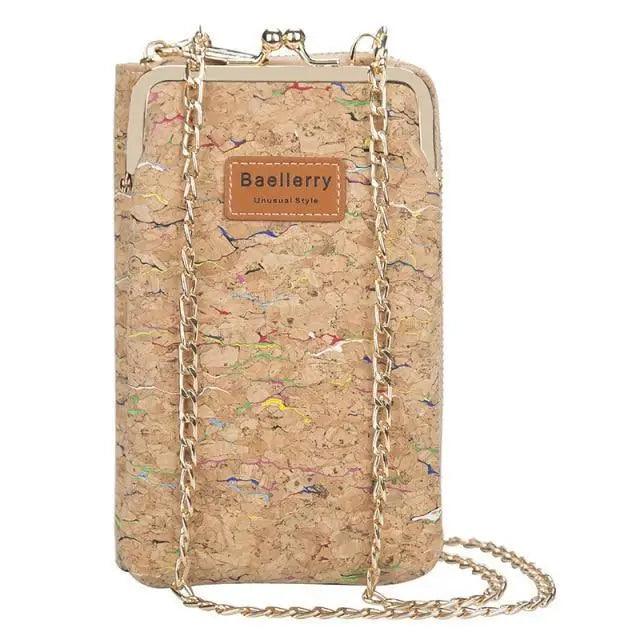 Crossbody bag cork texture with gold chain strap Baellerry on Tampa Home & Garden Store