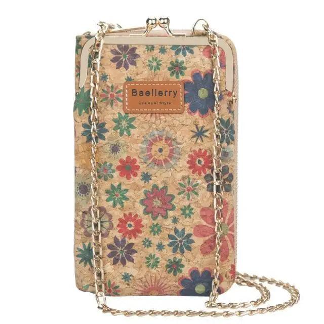 Stevvex floral PU leather crossbody bag with chain strap, large-capacity, Baellerry label on Tampa Home & Garden Store