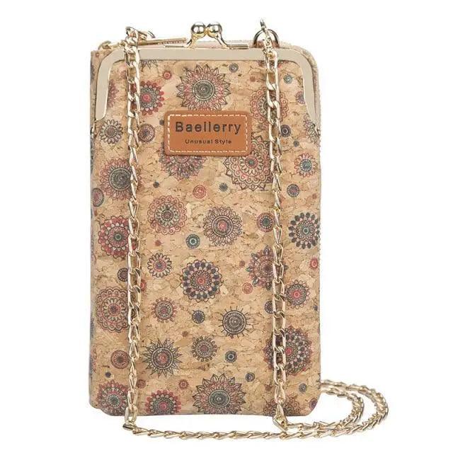 Crossbody bag Baellerry beige PU leather floral mandala print, chain strap, large capacity on Tampa Home & Garden Store