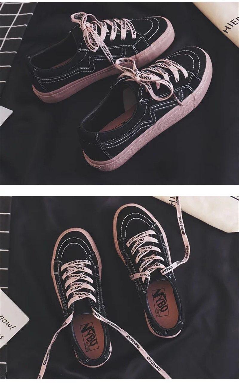 Stevvex women's black canvas sneakers with pink platform sole, lace-up casual style on Tampa Home & Garden Store