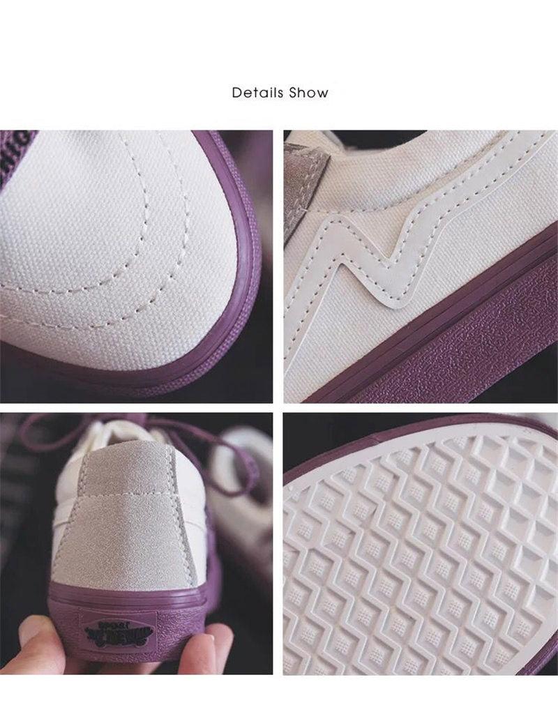 Stevvex women's white canvas sneakers with purple sole, lace-up low-top platform on Tampa Home & Garden Store