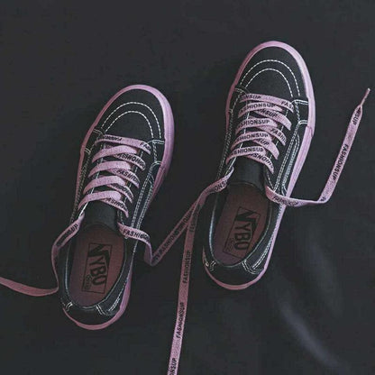 Stevvex womens sneakers pair black canvas with pink laces and pink sole low-top casual on Tampa Home & Garden Store