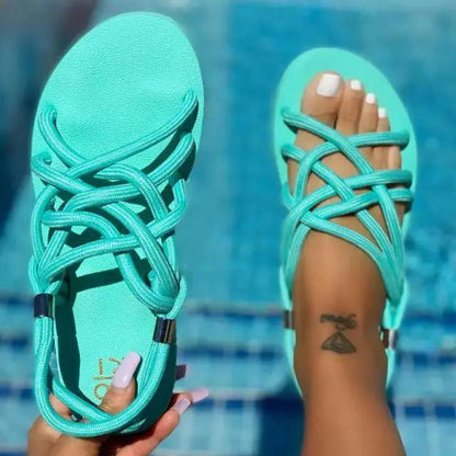 Women Summer Casual Slides Open Toe Flat Sandals