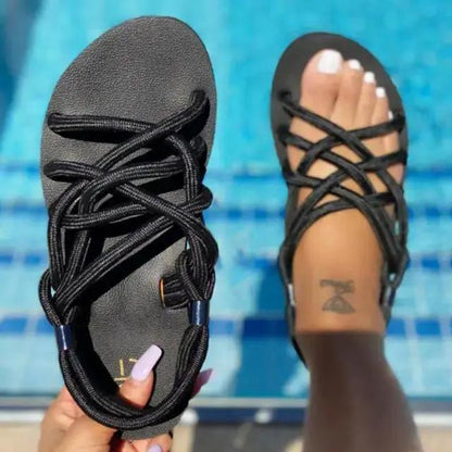 Women Summer Casual Slides Open Toe Flat Sandals