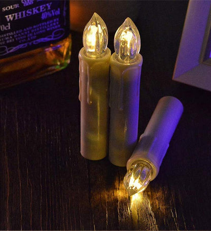 Stevvex flameless taper candles set of 4 with warm white flickering LEDs battery operated on Tampa Home & Garden Store