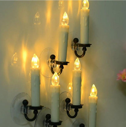 Stevvex flameless LED taper candles wall sconce set with remote, warm white glow on Tampa Home & Garden Store
