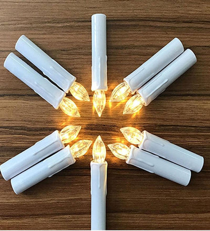 Stevvex flameless LED taper candles 8pc with warm white flicker remote timer battery operated on Tampa Home & Garden Store