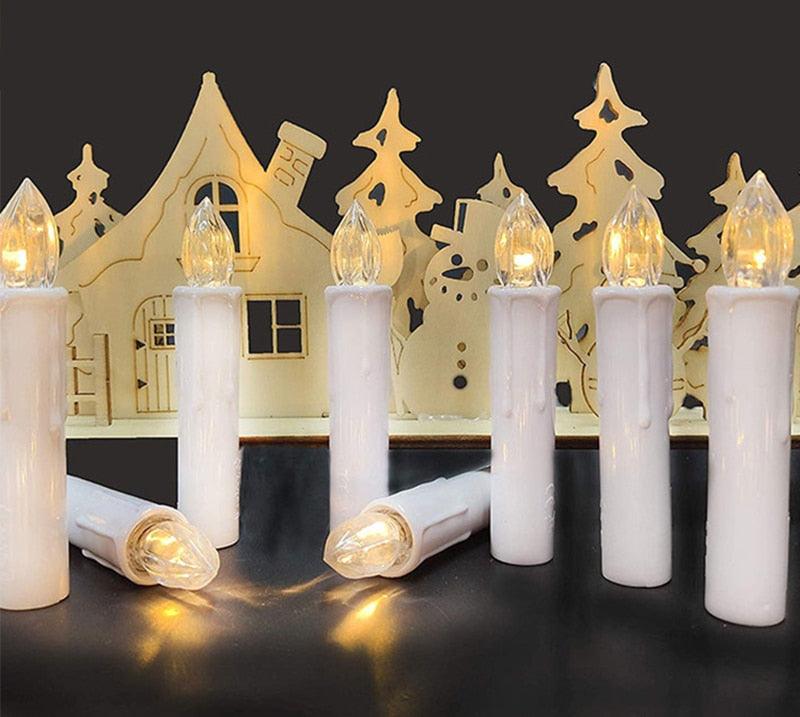 Stevvex flameless LED taper candles white battery-operated with flicker remote timer on Tampa Home & Garden Store