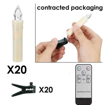 Stevvex flameless LED taper candles with remote control warm white 20 candles 20 clips on Tampa Home & Garden Store