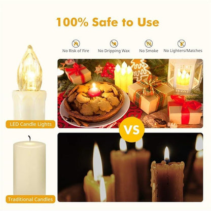 Stevvex flameless LED taper candles with remote timer in warm white vs traditional candles for home decor on Tampa Home & Garden Store
