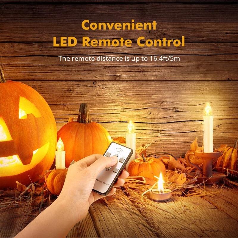 Stevvex flameless LED taper candles with remote control, warm white battery-operated set on Tampa Home & Garden Store