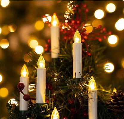 Stevvex flameless taper candles with warm white LED remote timer waterproof for tree decor on Tampa Home & Garden Store