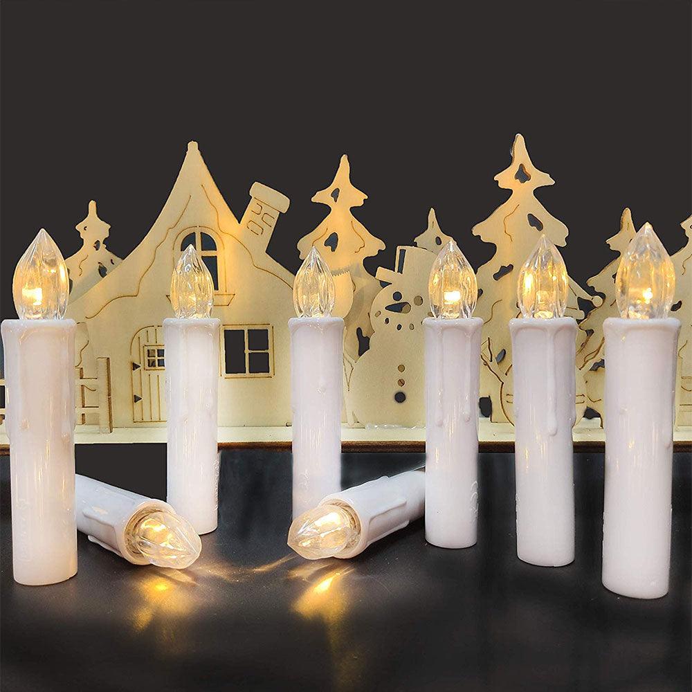 Stevvex flameless LED taper candles white warm white flame battery operated 8-pack on Tampa Home & Garden Store