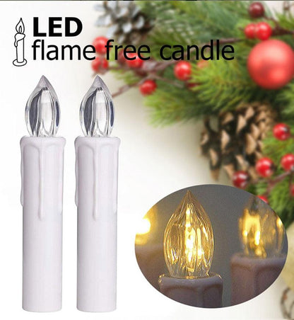 Stevvex LED flameless taper candles, white wax, clear flame tips, 2-pack with remote timer on Tampa Home & Garden Store