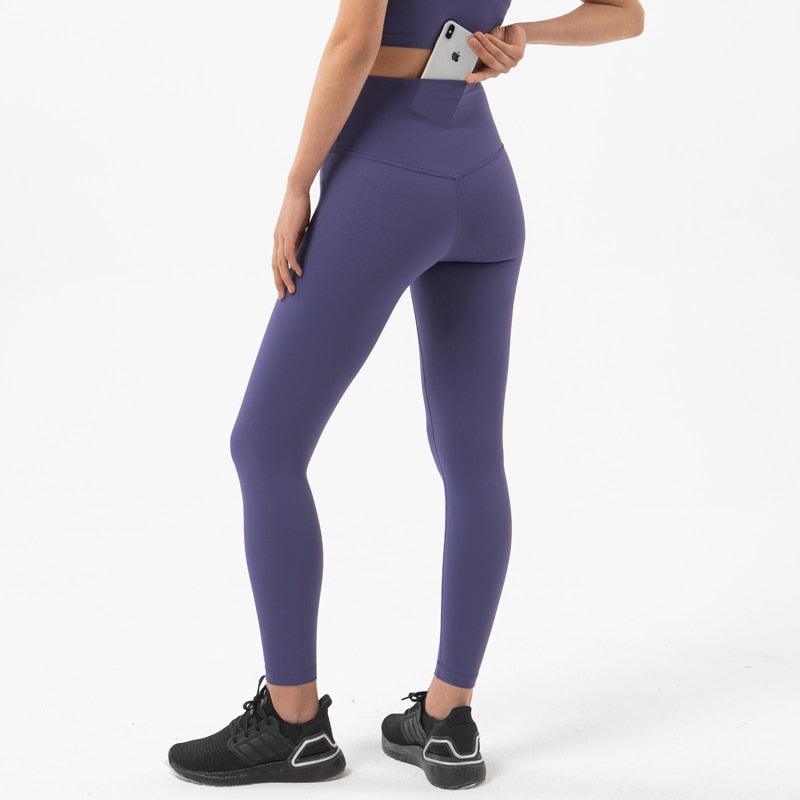 Yoga leggings purple high-waist for women Stevvex stretchable workout pants on Tampa Home & Garden Store