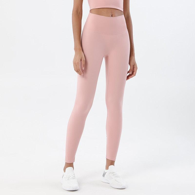 Stevvex pink high-waisted yoga leggings with pocket for women, stretchable sports pants on Tampa Home & Garden Store