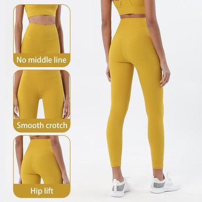Stevvex mustard-yellow high-waist yoga leggings with pocket, smooth crotch, hip lift on Tampa Home & Garden Store