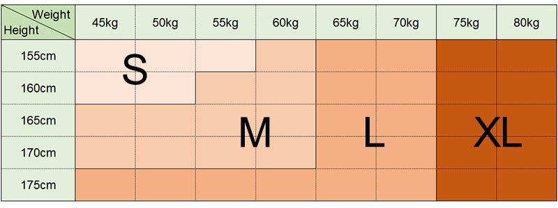 Stevvex leggings size chart showing S M L XL by height 155–175cm and weight 45–80kg on Tampa Home & Garden Store