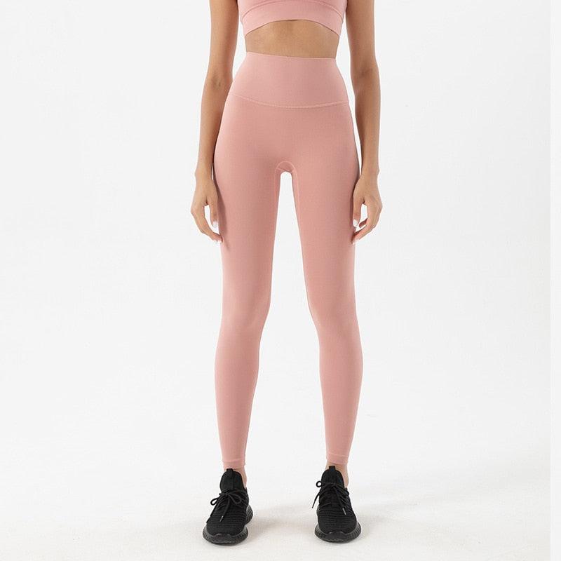Stevvex pink high-waist yoga leggings for women with stretchable fabric on Tampa Home & Garden Store