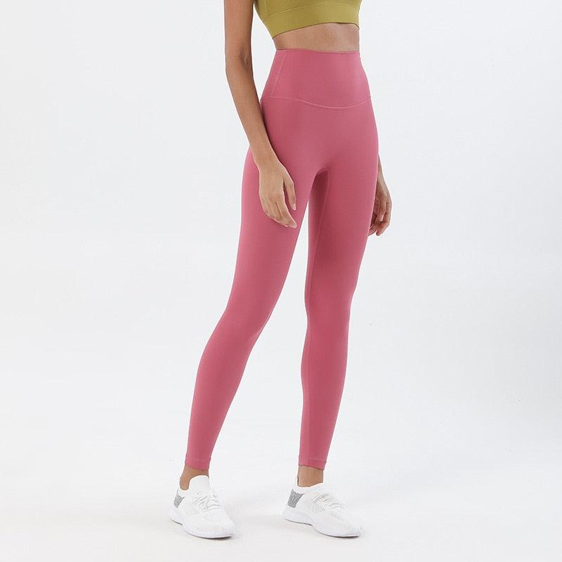 Stevvex pink high-waist yoga leggings with pocket for women, stretchable workout pants on Tampa Home & Garden Store