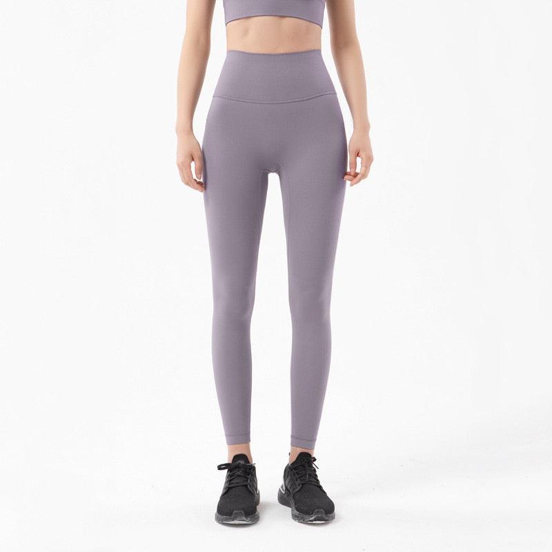 Yoga leggings Stevvex lavender high-waist for women, stretchable workout pants on Tampa Home & Garden Store
